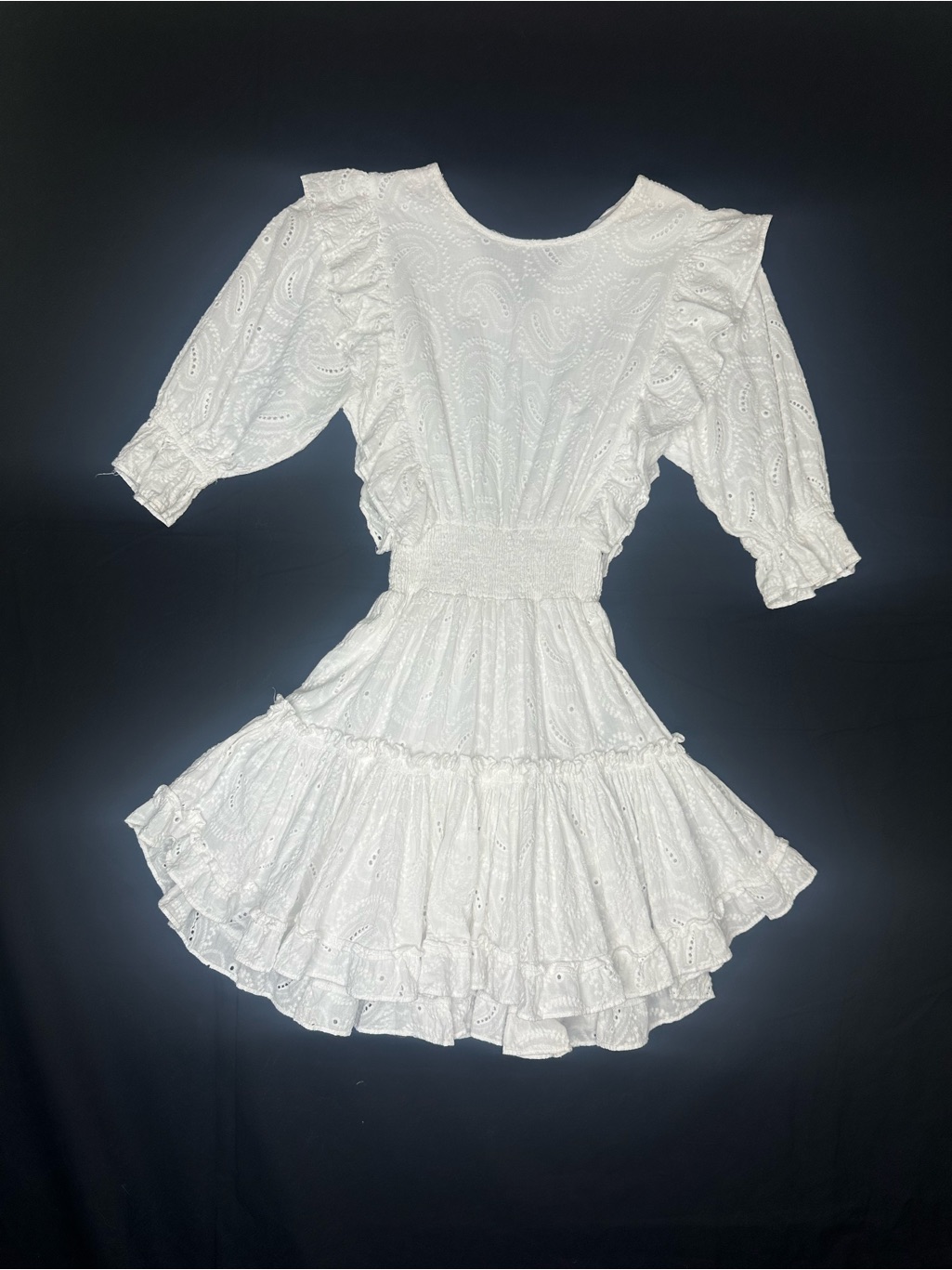 Misa Los Angeles Doutzen White Tiered Mini Dress Xs Boho Bridal Shower Resort